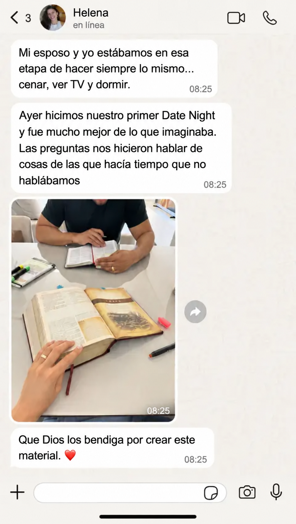Testimonio de cliente en WhatsApp